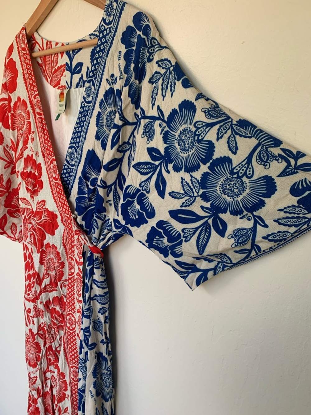 FARM Rio Mixed Pineapple Red Blue Wrap Dress Size S - Picture 6 of 10